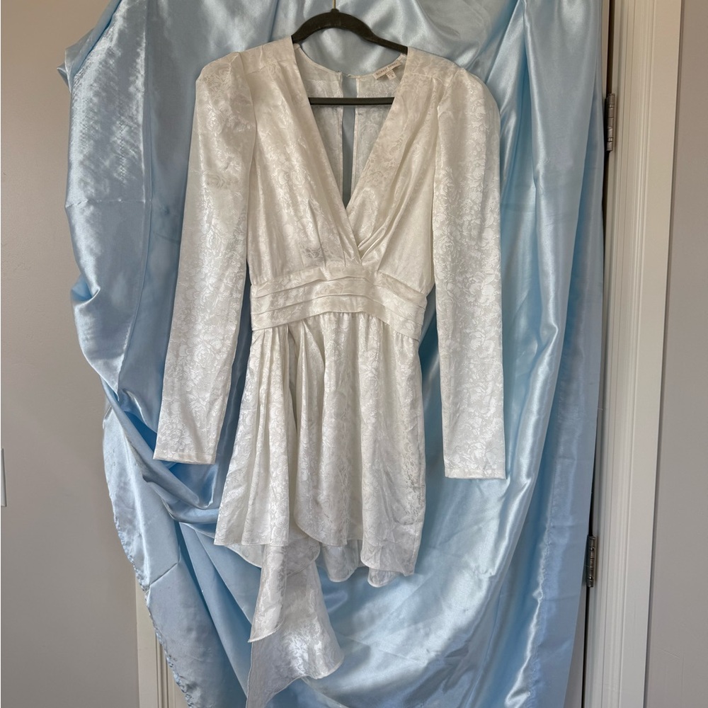 Ronny Kobo White Jacquard Floral Dress
